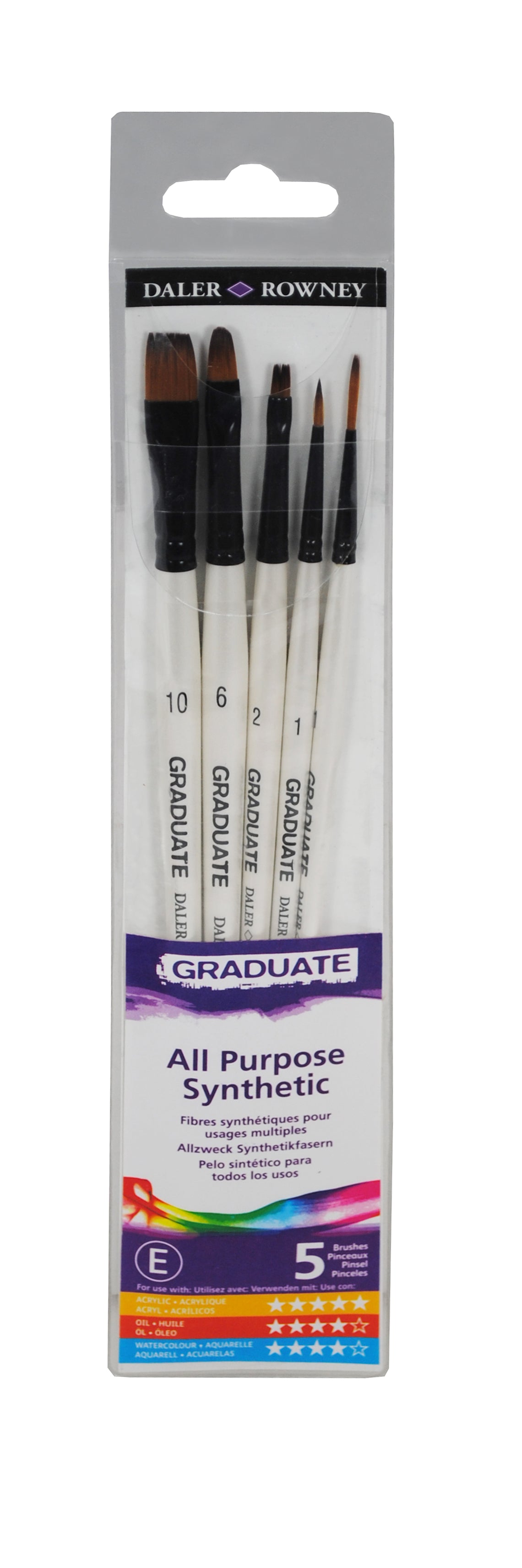 Sada univerzálnych syntetických štetcov DALER ROWNEY Graduate – 5 ks