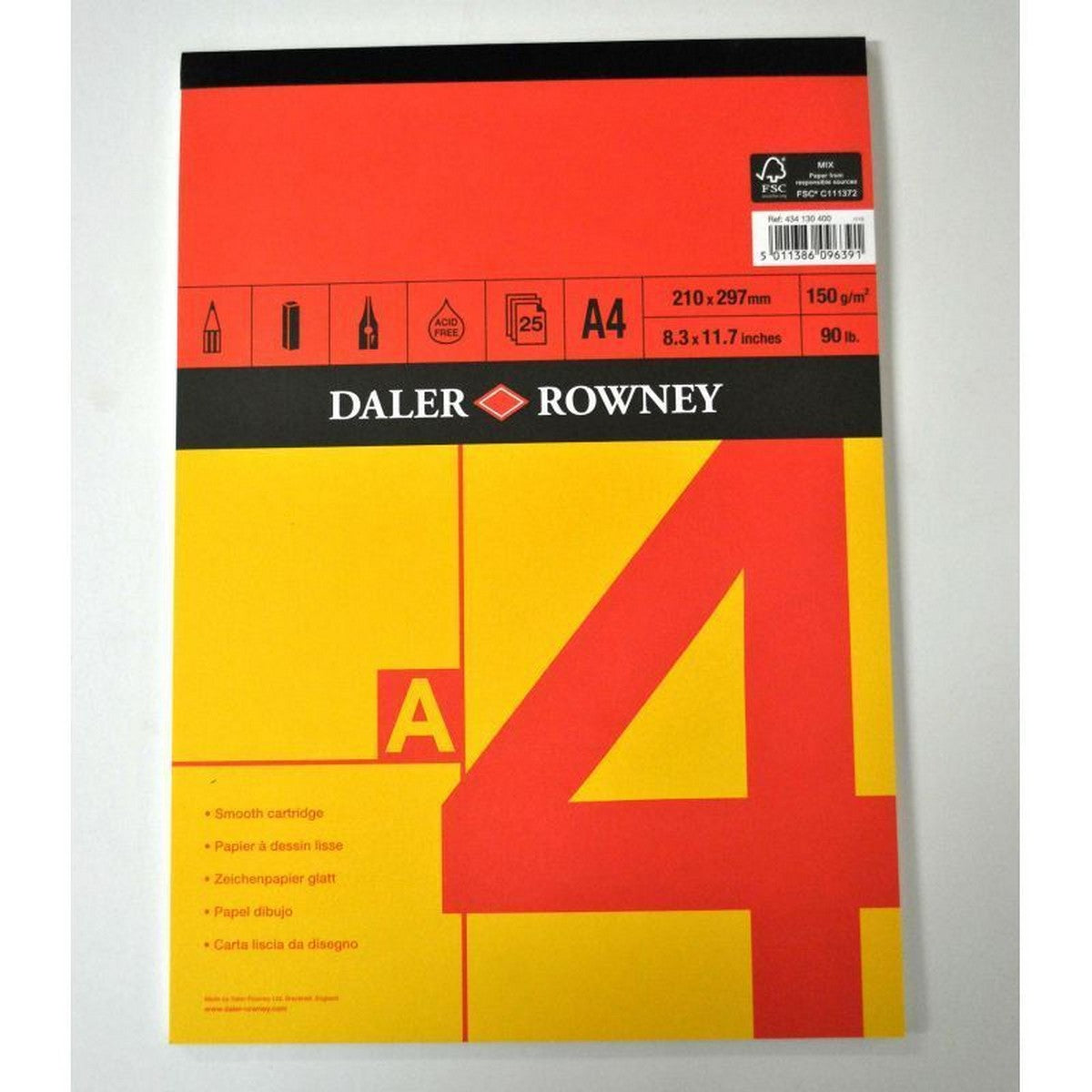 Skicár DALER ROWNEY Red & Yellow A4, 150 g, 25 listov, lepený