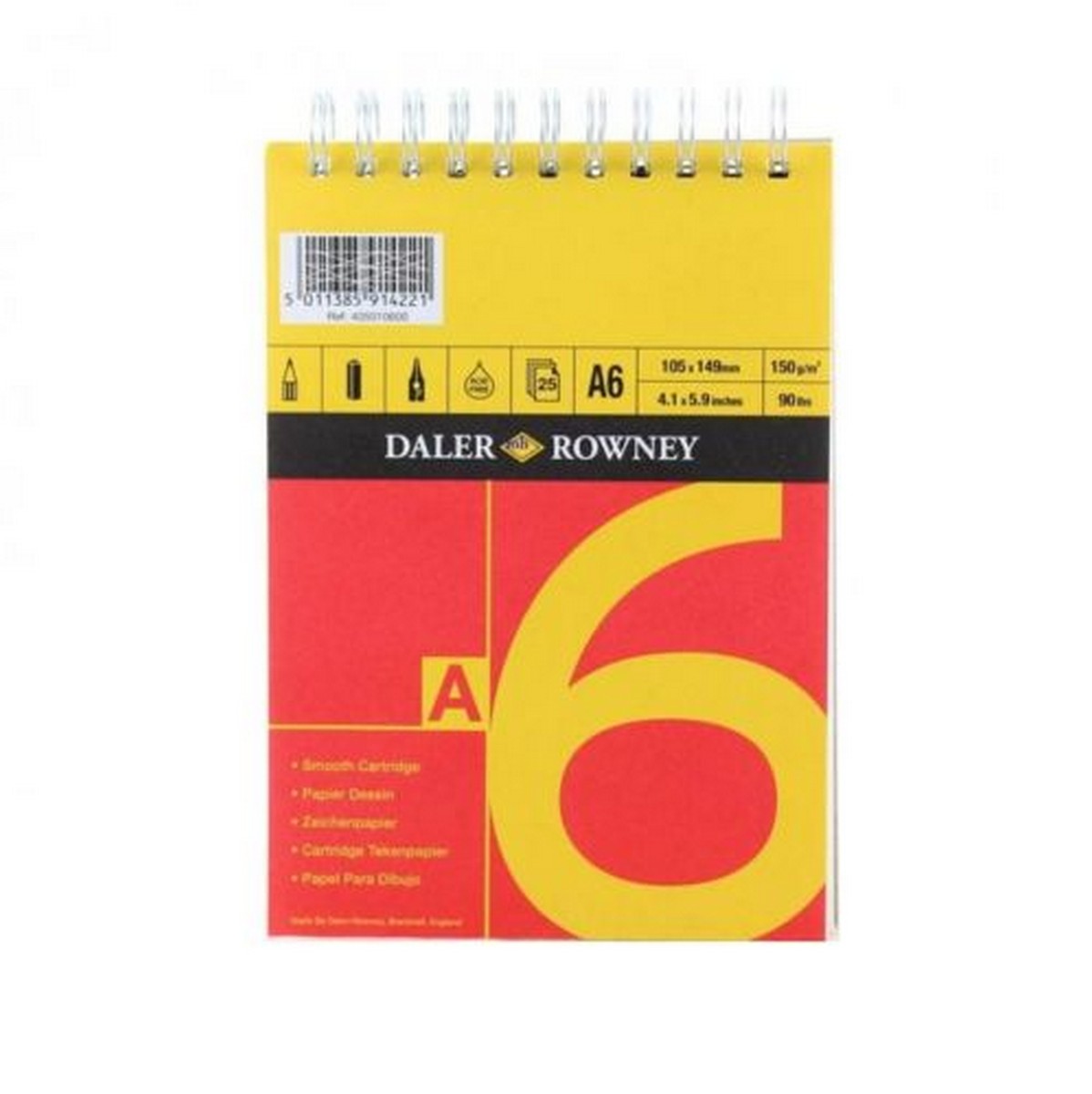 DALER ROWNEY D&R Red & Yellow skicár A6 150 g 25L lepený