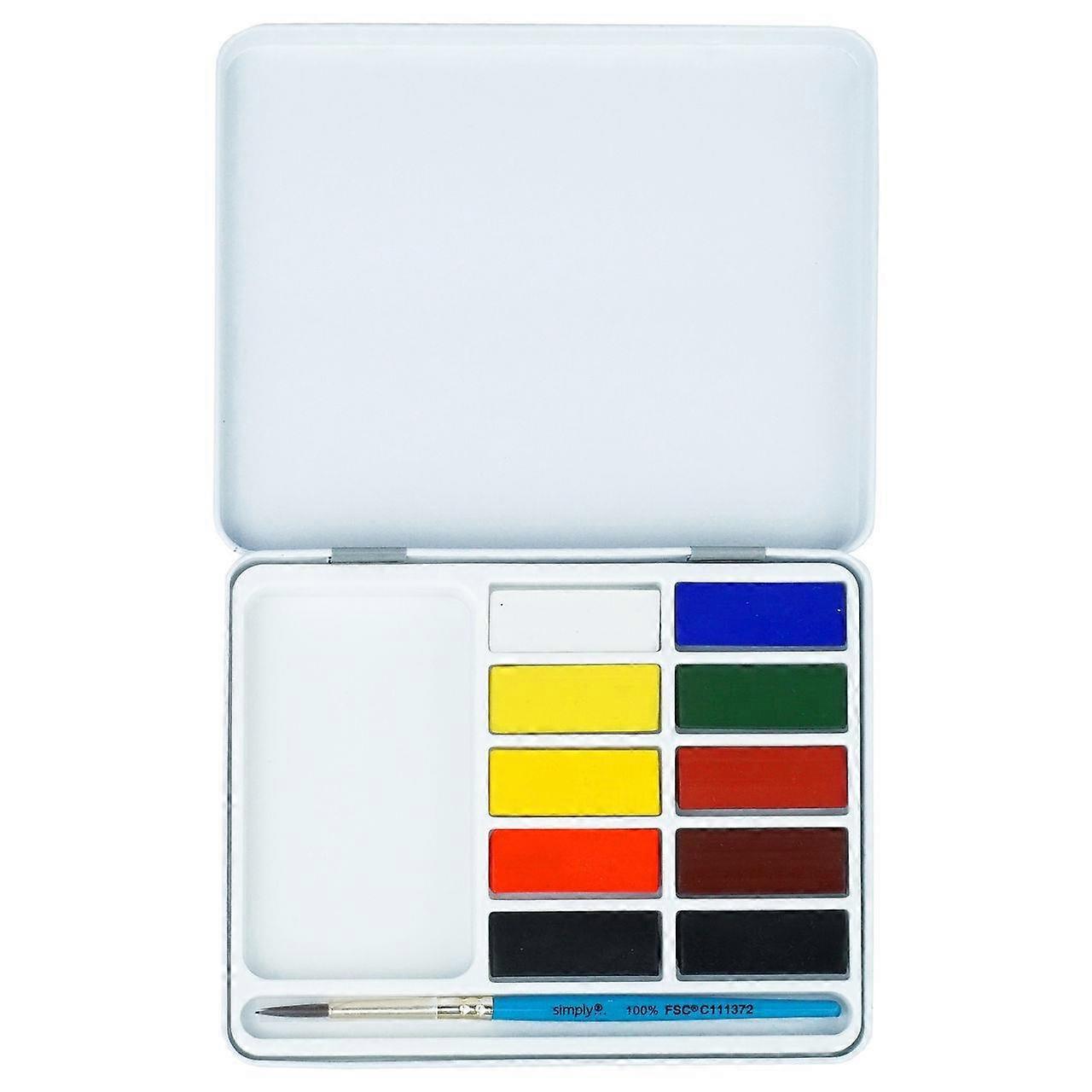 DALER ROWNEY Simply akvarelová sada 10 polovičných panvičiek so štetcom