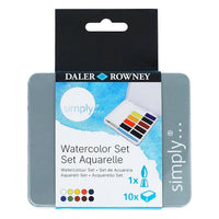 DALER ROWNEY Simply akvarelová sada 10 polovičných panvičiek so štetcom