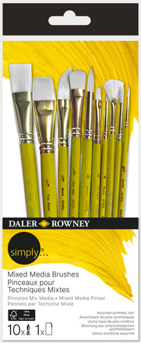 DALER ROWNEY Simply sada štetcov mixed media mix tvarov 10 ks