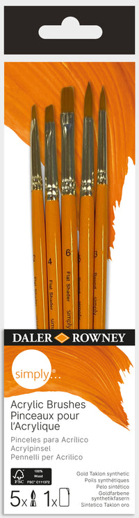 DALER ROWNEY Simply sada štetcov na akryl 5 ks (2x Round, 3x Flat Shader)