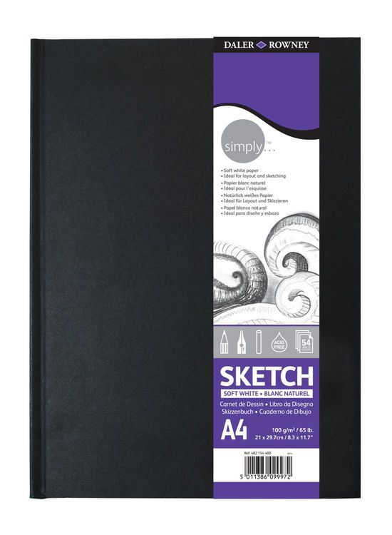 Skicár DALER ROWNEY Simply extra biely 100 g A4 54L knižná väzba