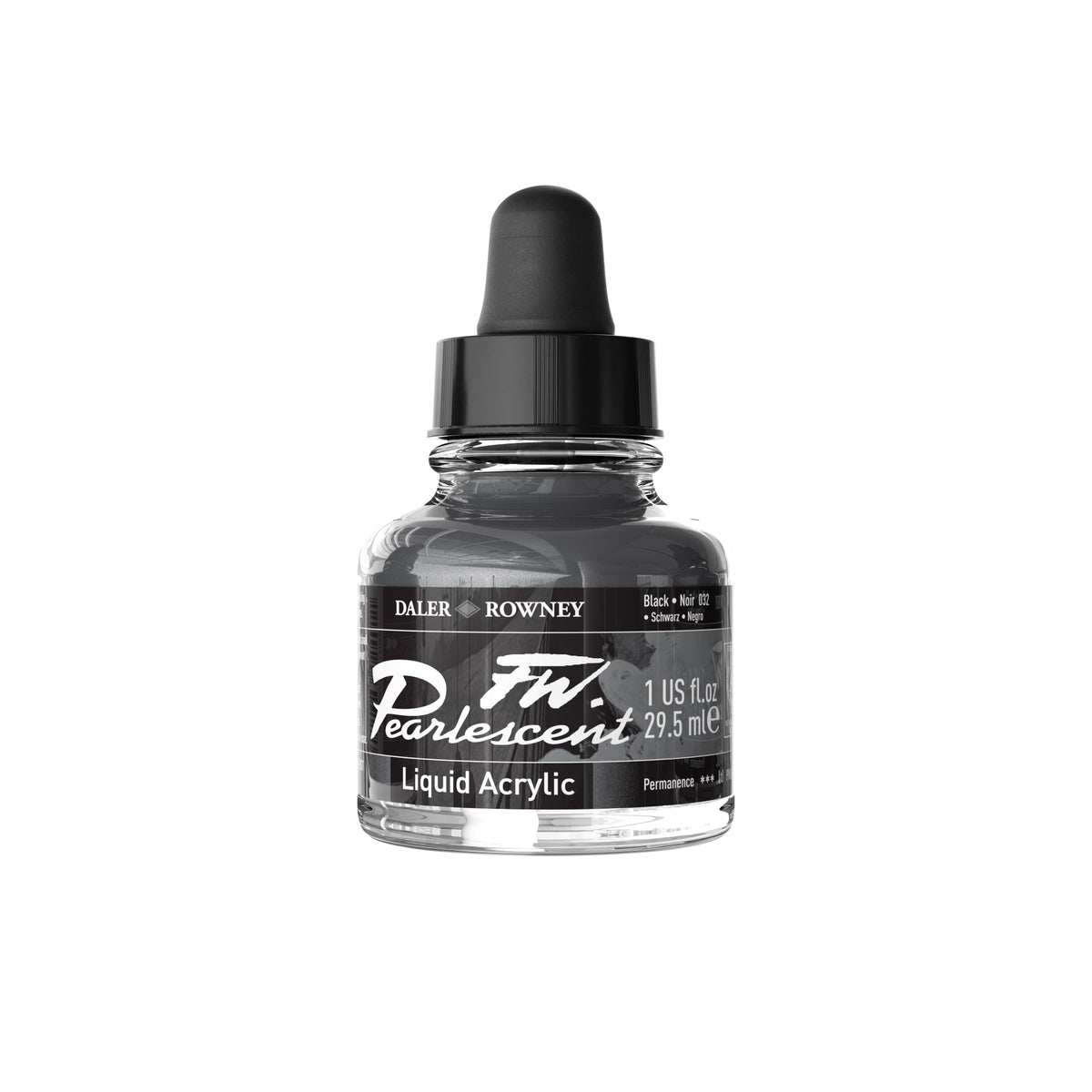 DALER ROWNEY FW perleťový akrylový atrament 29,5 ml – Čierna