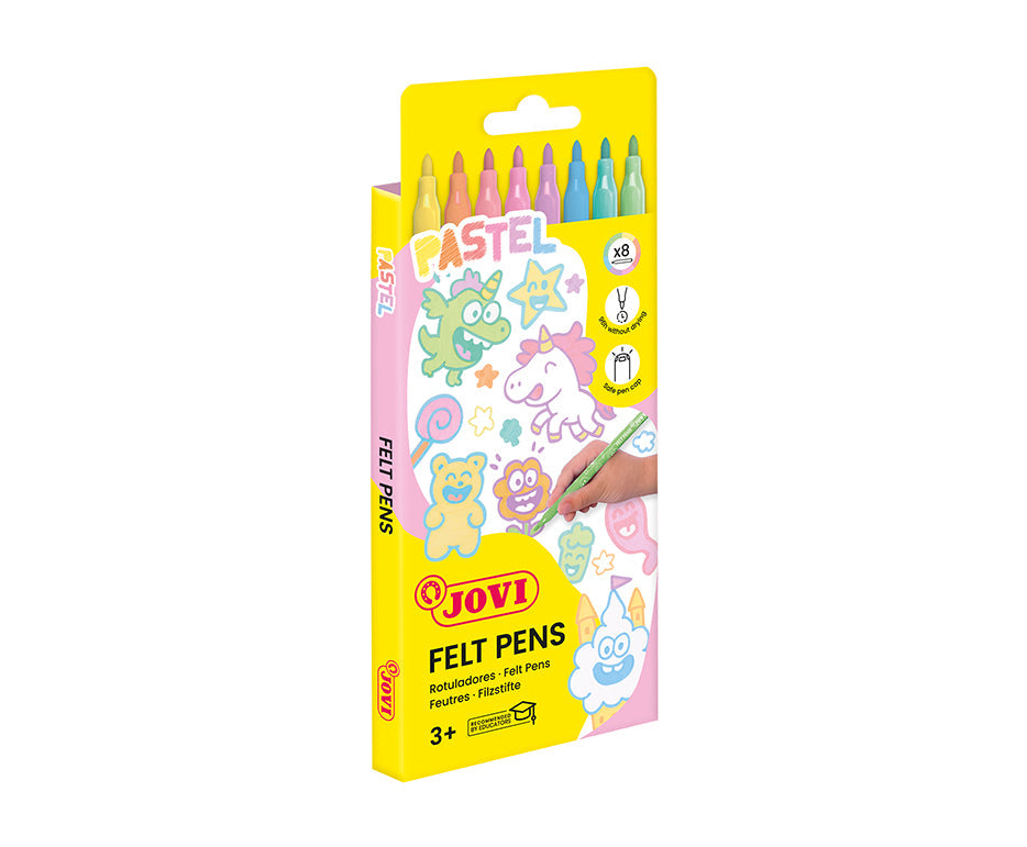 Detské fixky JOVI tenké vyprateľné pastelové 3 mm / sada 8 ks