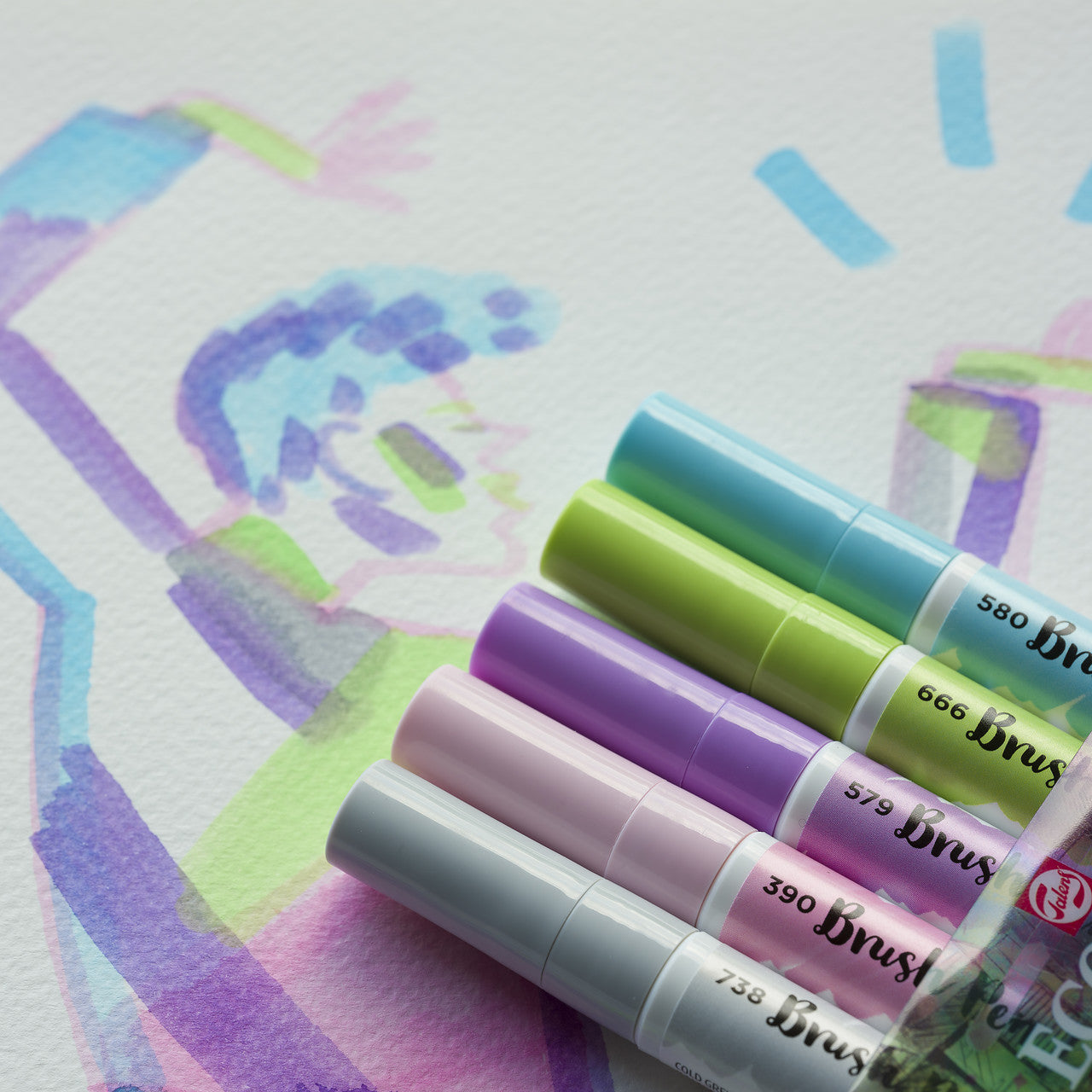 ROYAL TALENS Ecoline sada akvarelových štetcových fixiek PASTEL - 5 ks