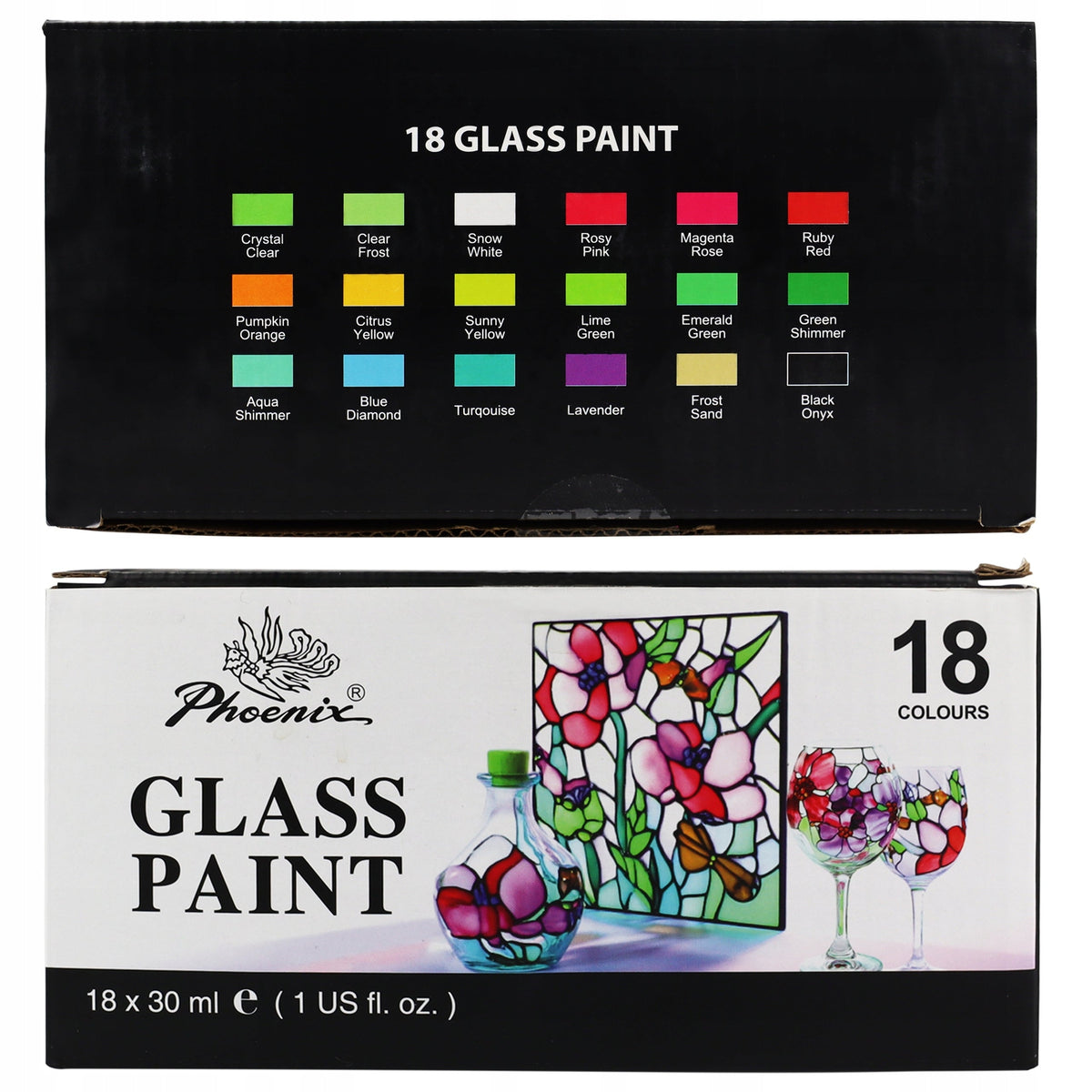 Farby na sklo Phoenix - 18 x 30 ml