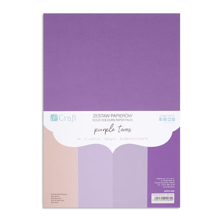 Farebné papiere DP Craft - sada 20 ks – purpurová tones