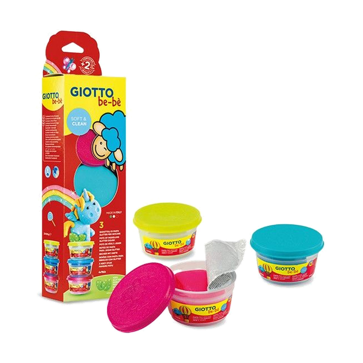 GIOTTO BE-BE mäkká modelovacia hmota s trblietkami 3 x 100 g
