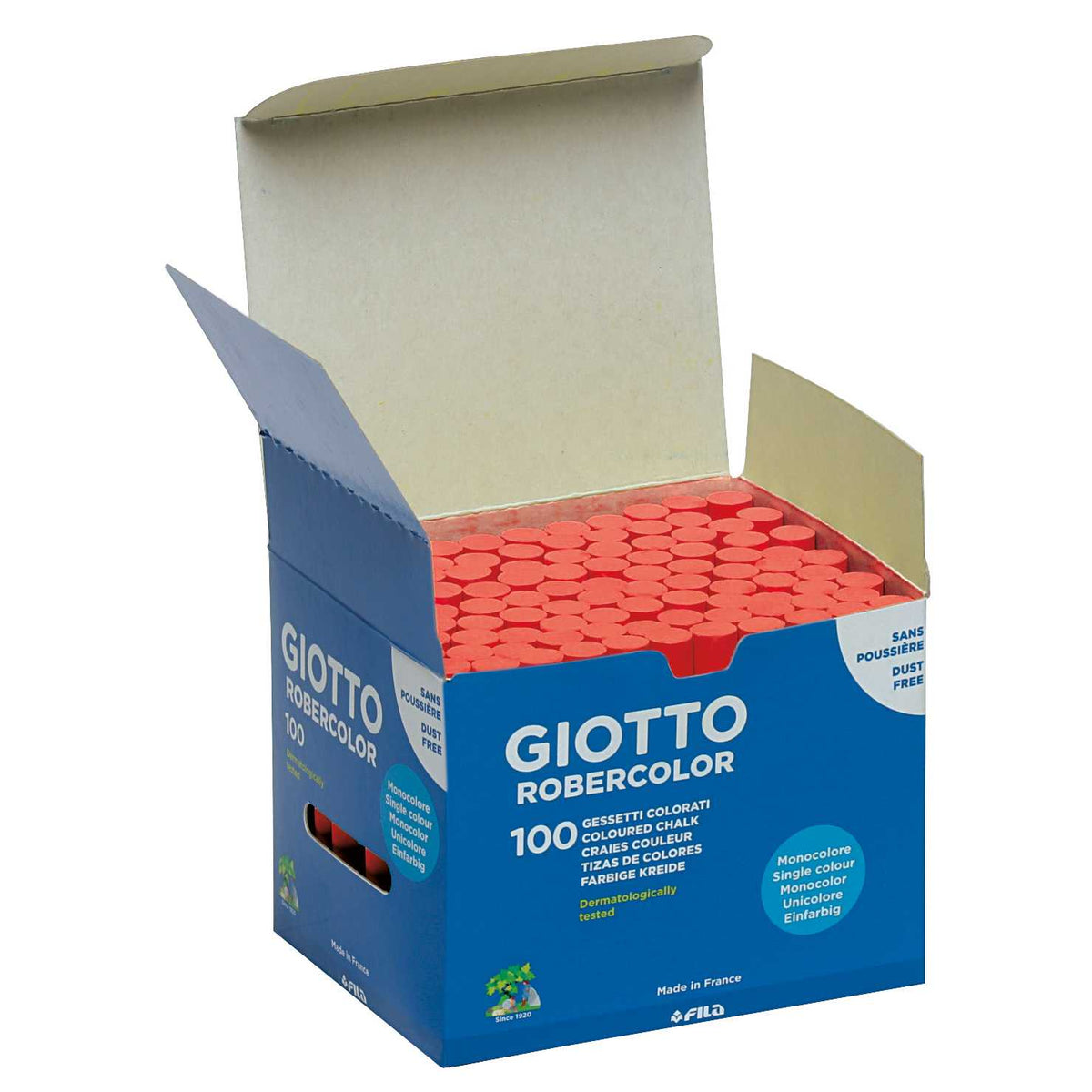 giotto robercolor bezprašné kriedy 100 ks – červené