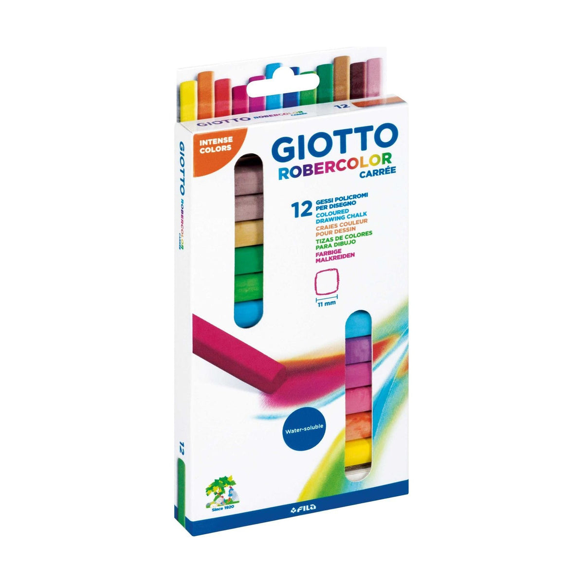 GIOTTO Robercolor Carré bezprašné kriedy hranaté farebné 12 ks