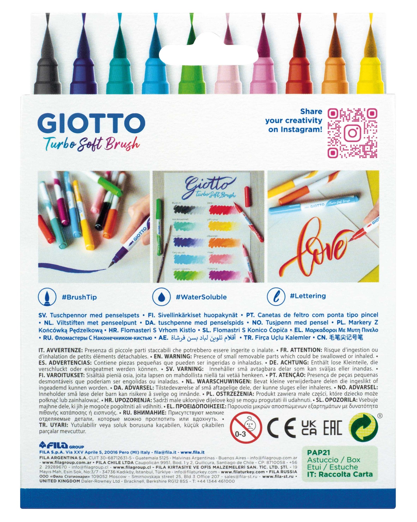 Štetcové fixky GIOTTO Turbo Soft Brush - 10 ks