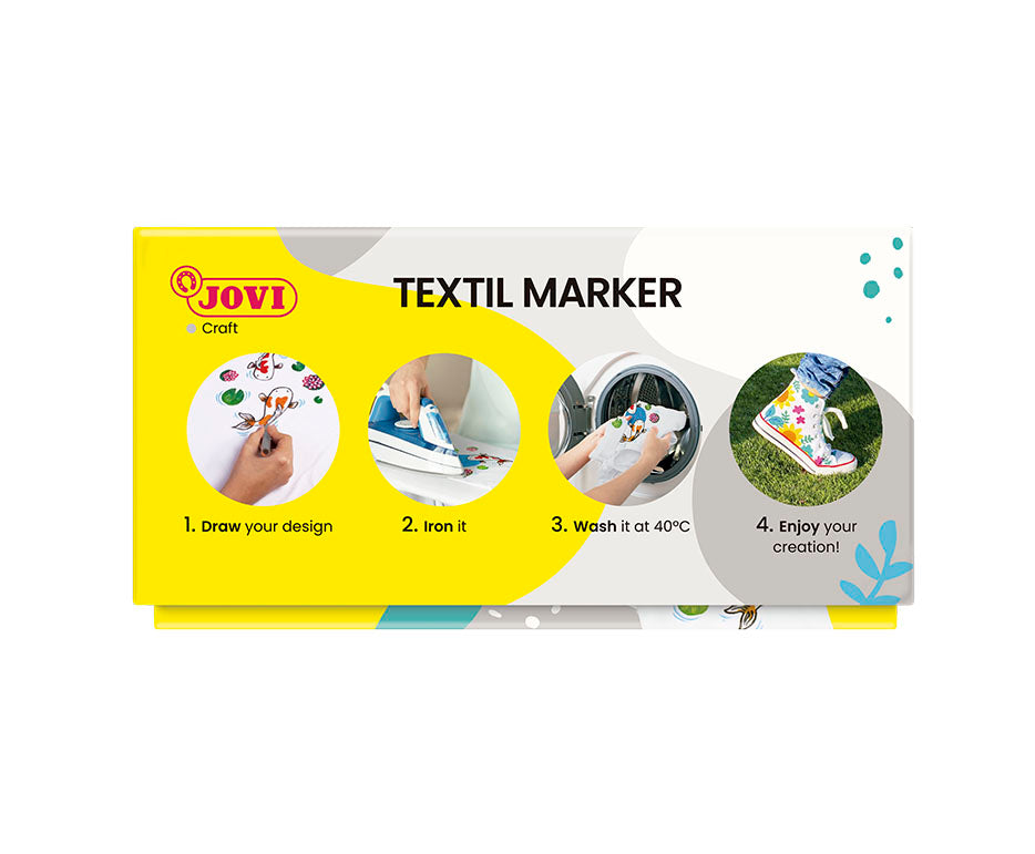 Fixky na textil JOVI Jovidecor Textil so štetcovým hrotom – 48 ks / 12 farieb