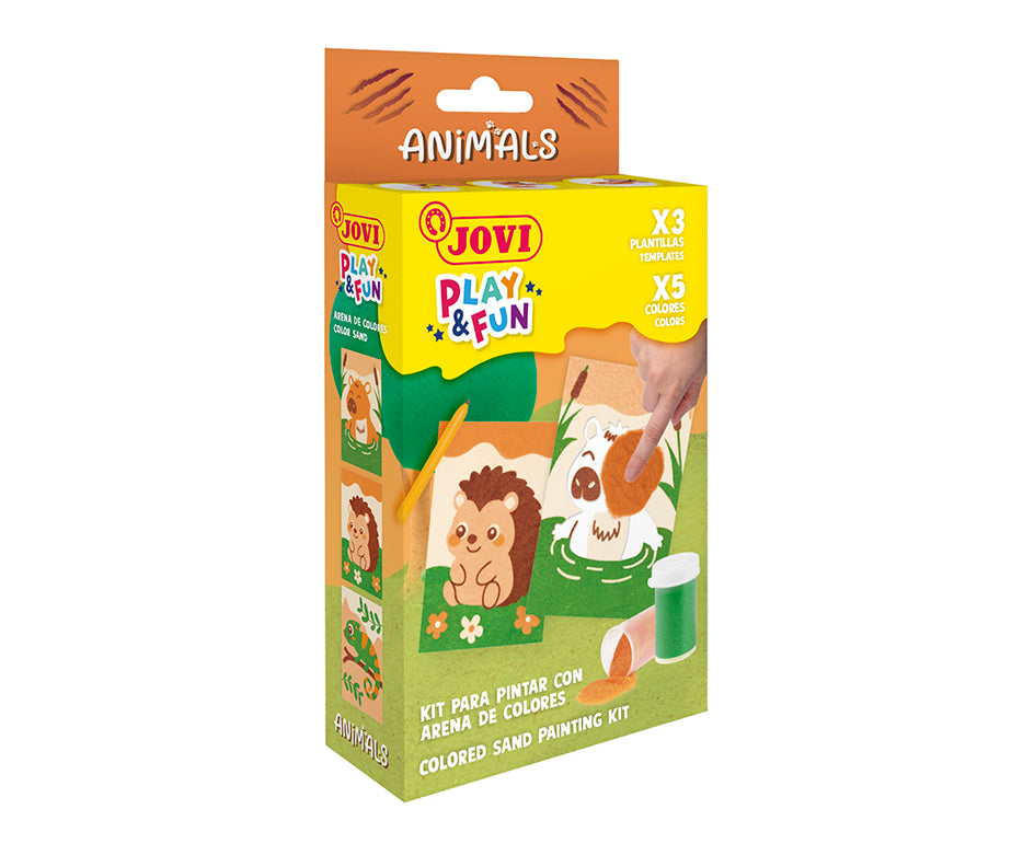 JOVI Play&Fun mini kreatívna sada na maľovanie pieskom – 9 dielov – Zvieratá