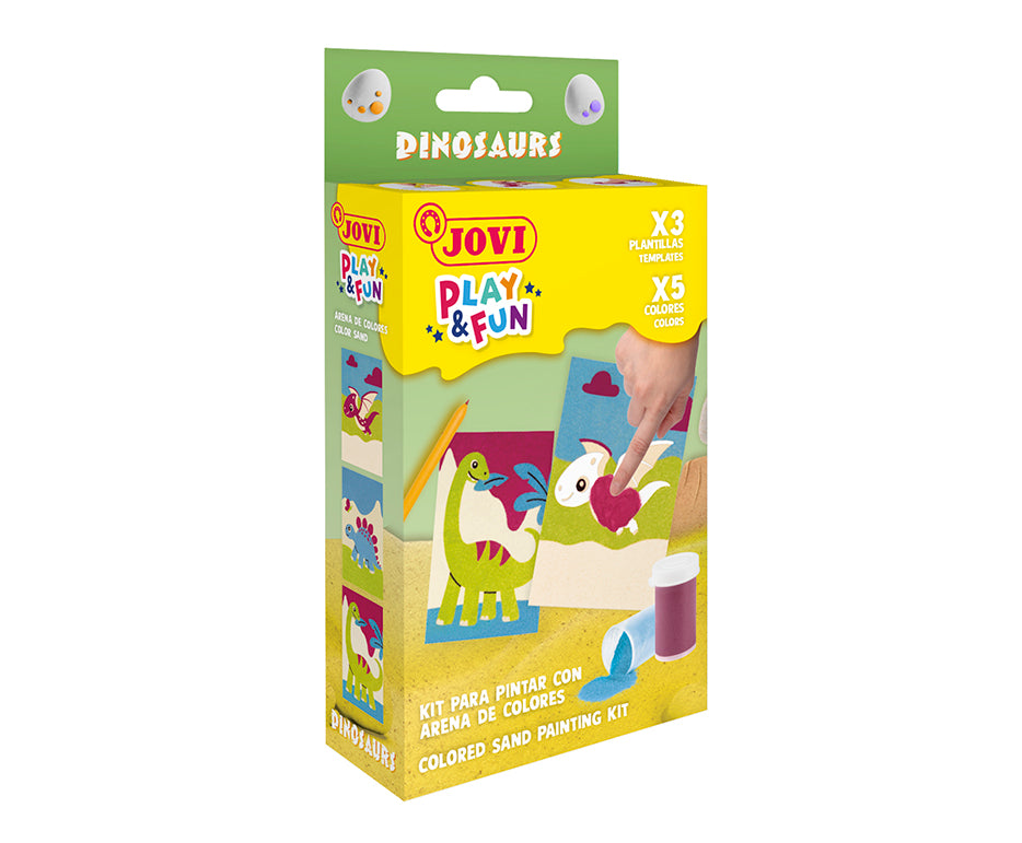 JOVI Play&Fun mini kreatívna sada na maľovanie pieskom – 9 dielov – Dinosauři