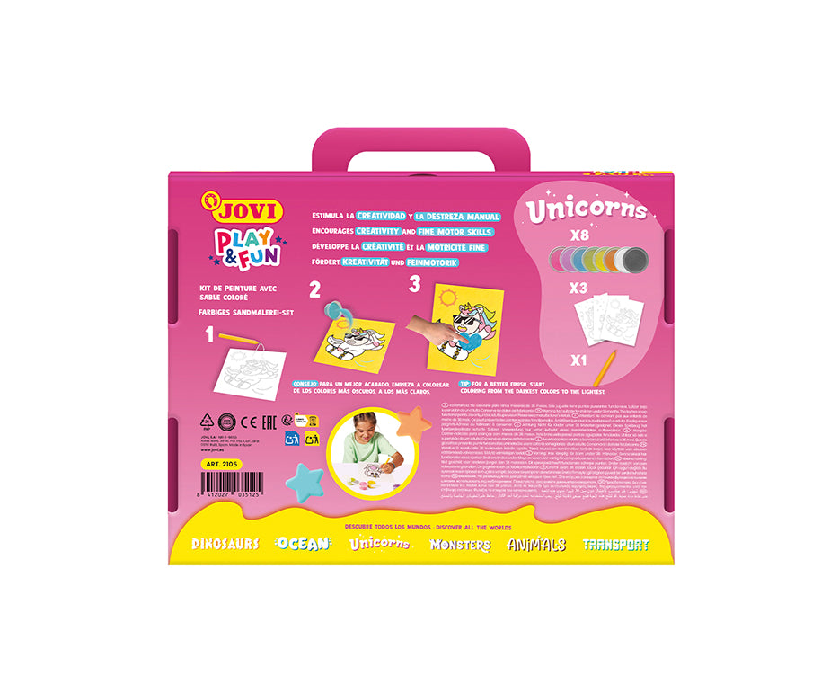 Sada na maľovanie pieskom JOVI Play&Fun Unicorns - 12 ks