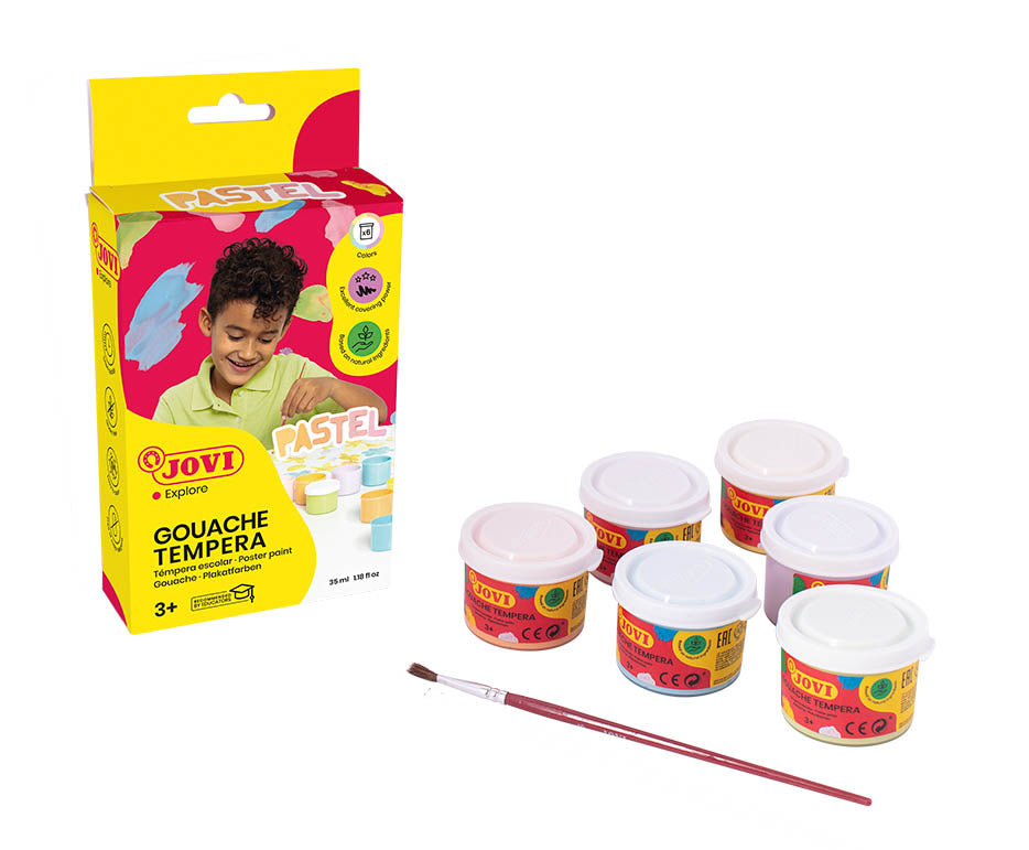 JOVI Premium pastelové temperové farby 6 x 35 ml so štetcom