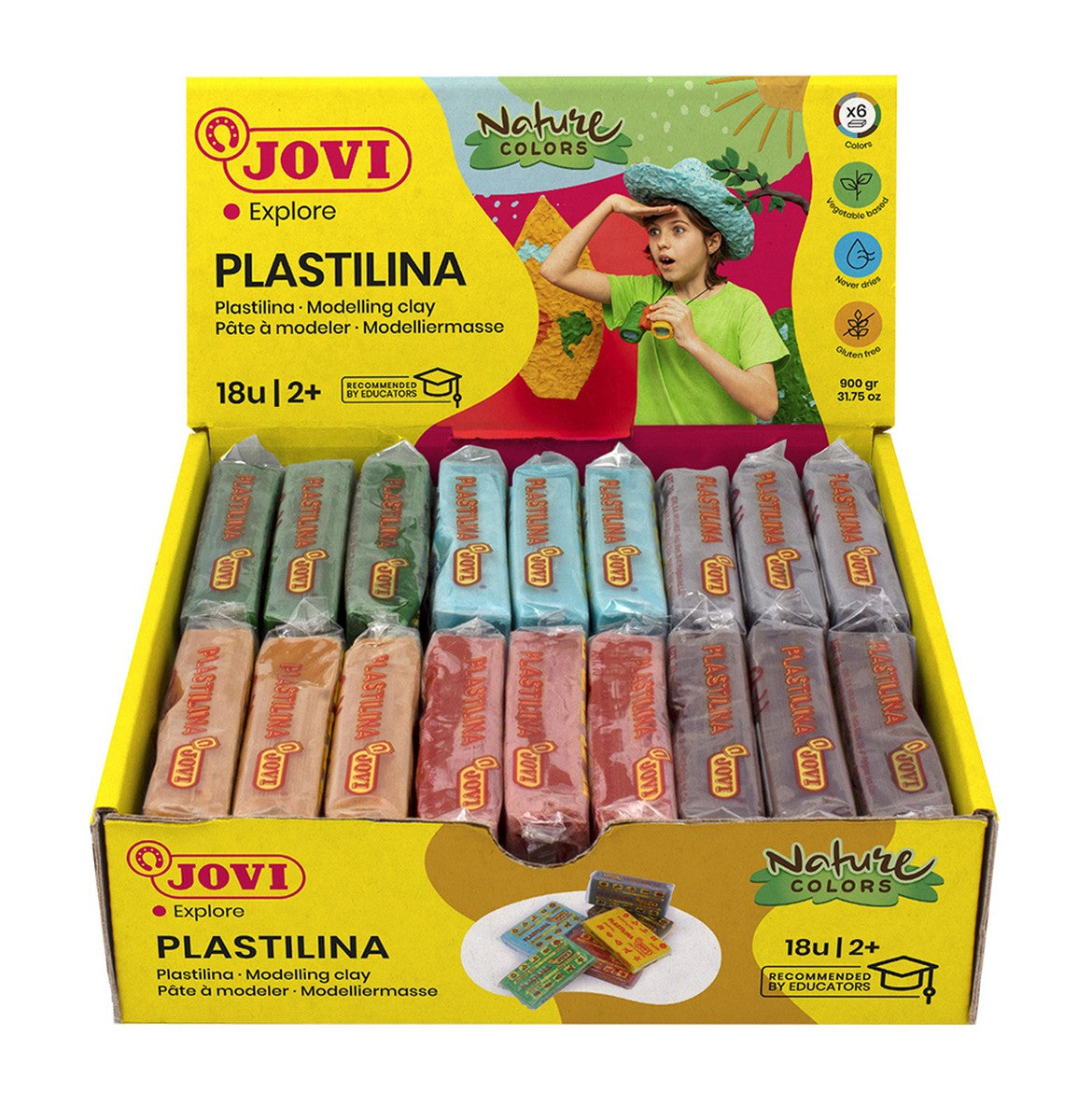 JOVI prírodná plastelína odtiene prírody 18 x 50 g