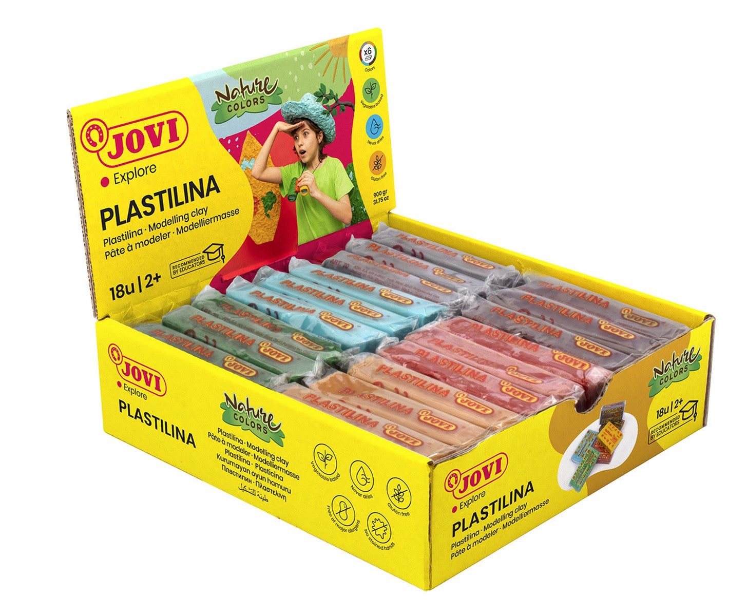 JOVI prírodná plastelína odtiene prírody 18 x 50 g