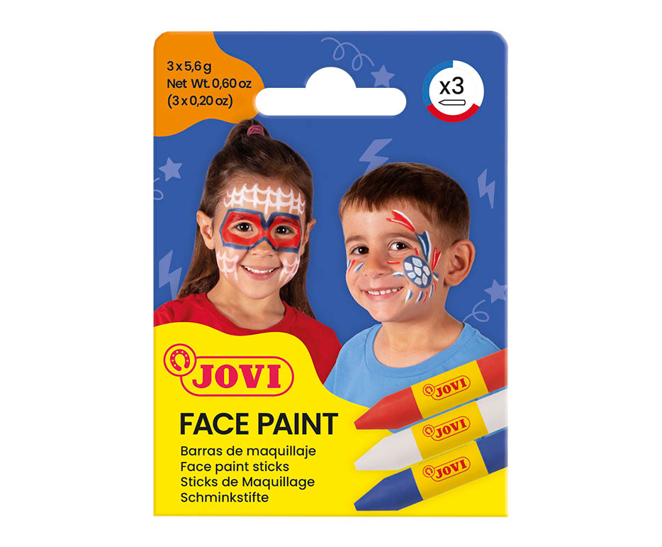 JOVI sada farieb na tvár v tyčinkách 3 x 5,6 g - biela, červená a modrá