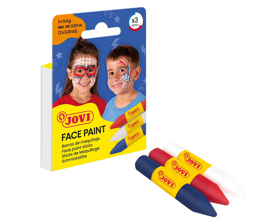 JOVI sada farieb na tvár v tyčinkách 3 x 5,6 g - biela, červená a modrá