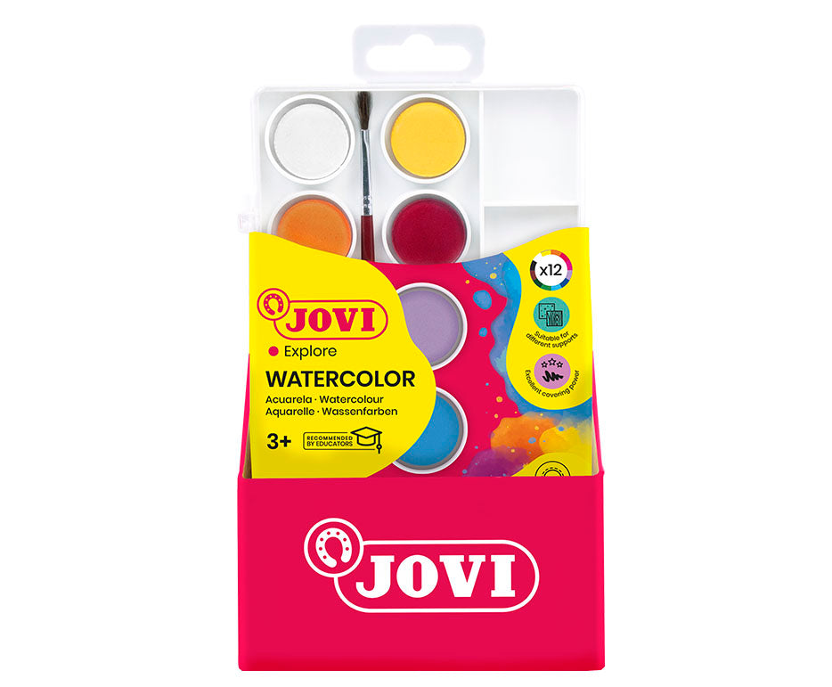 JOVI vodové farby ø 22 mm – 12 ks so štetcom