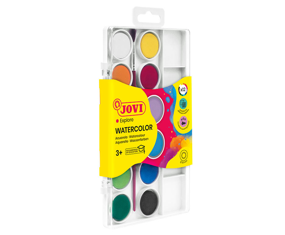 JOVI vodové farby ø 22 mm – 12 ks so štetcom
