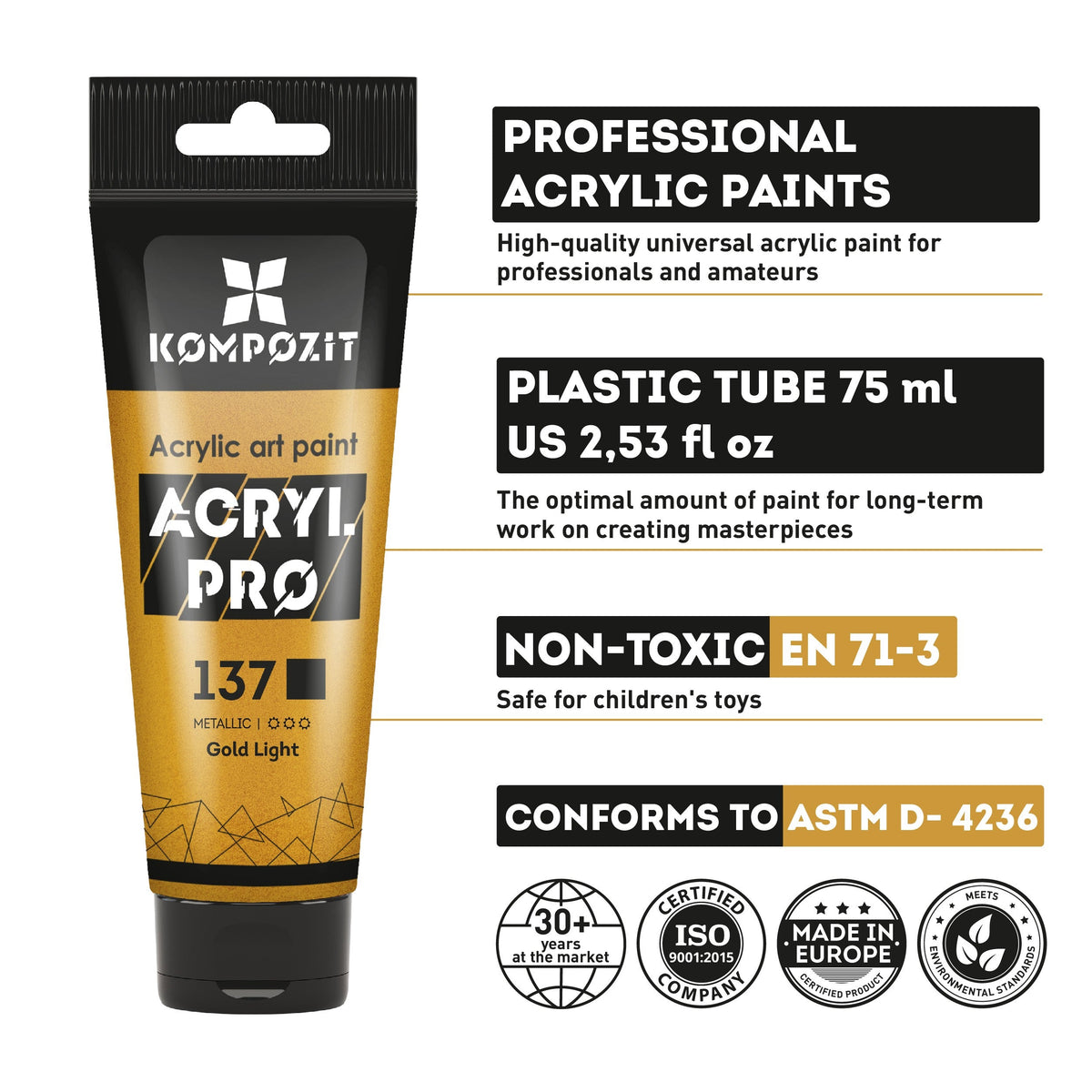 Metalická akrylová farba ACRYL PRO ART Kompozit 75 ml