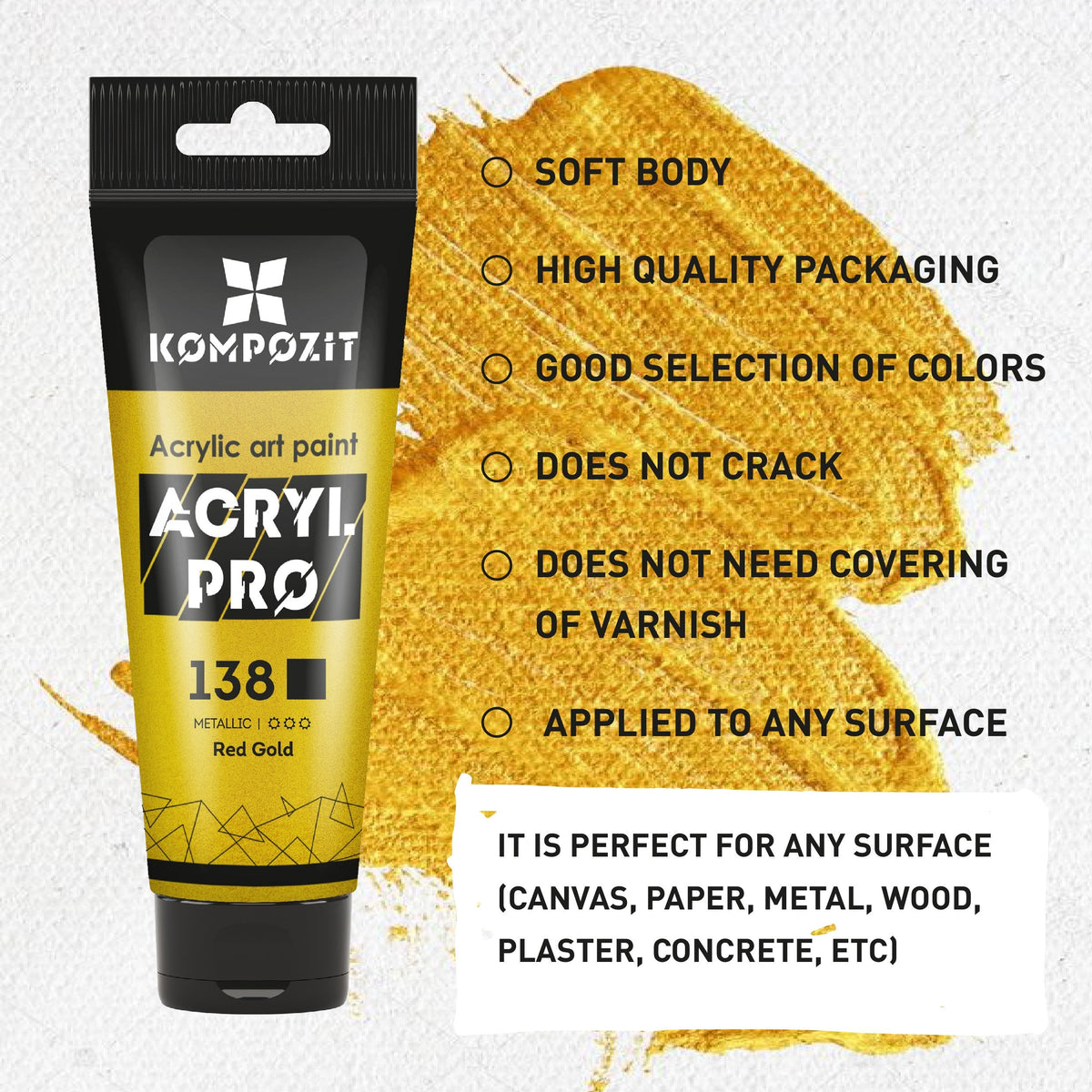 Metalická akrylová farba ACRYL PRO ART Kompozit 75 ml
