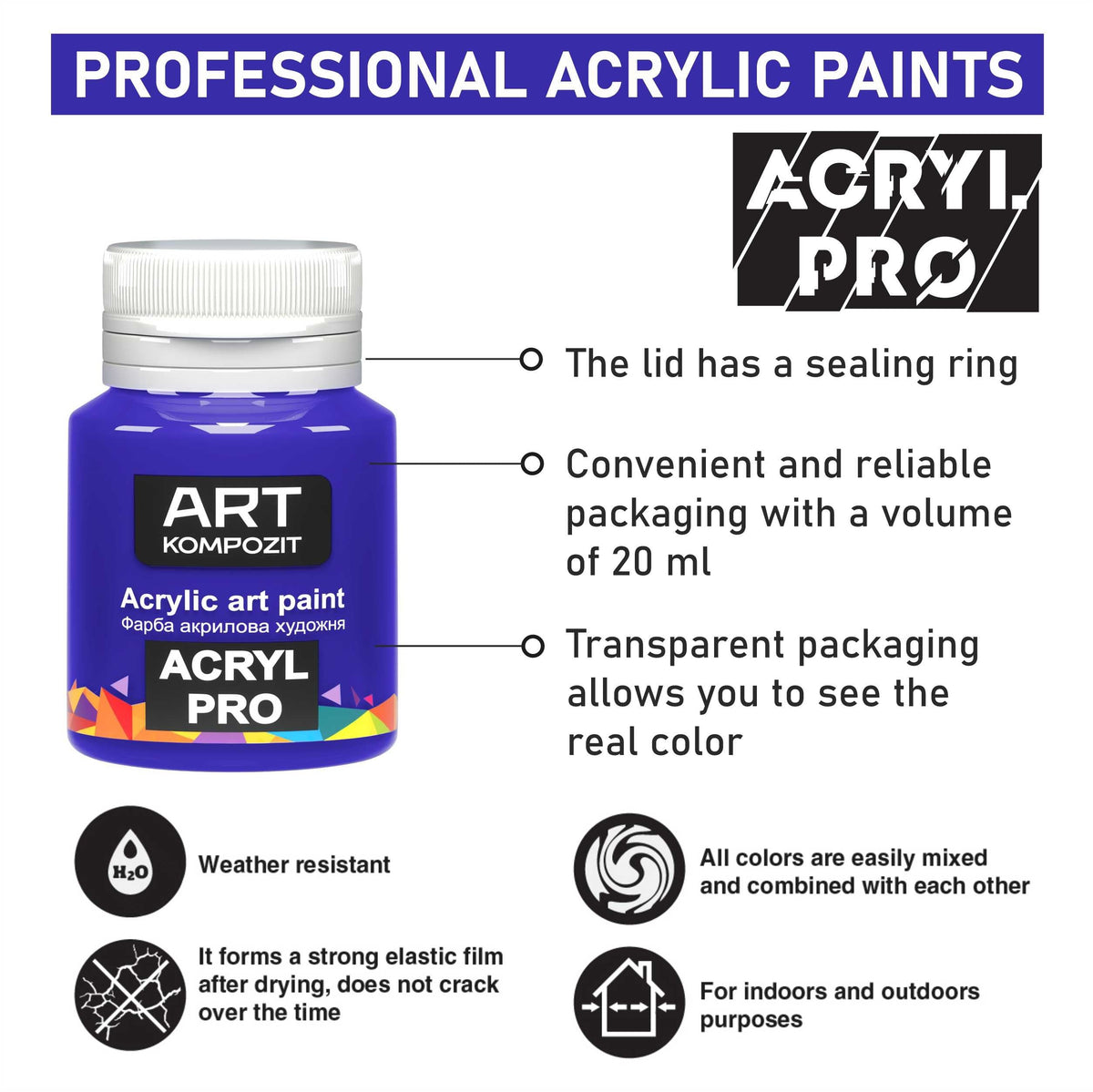 Sada akrylových farieb ACRYL PRO Kompozit 12x20 ml