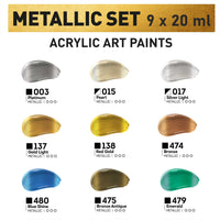 Sada metalických akrylových farieb ACRYL PRO Kompozit 9x20 ml