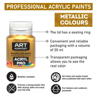 Sada metalických akrylových farieb ACRYL PRO Kompozit 9x20 ml