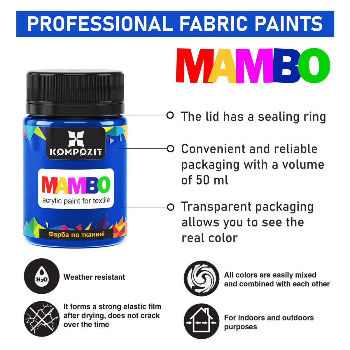 Akrylová farba na textil a kožu MAMBO 50 ml