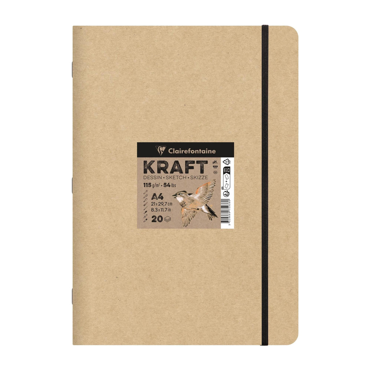 Kraftový blok Clairefontaine 115 g/m² – A5 – A4, 20 listov