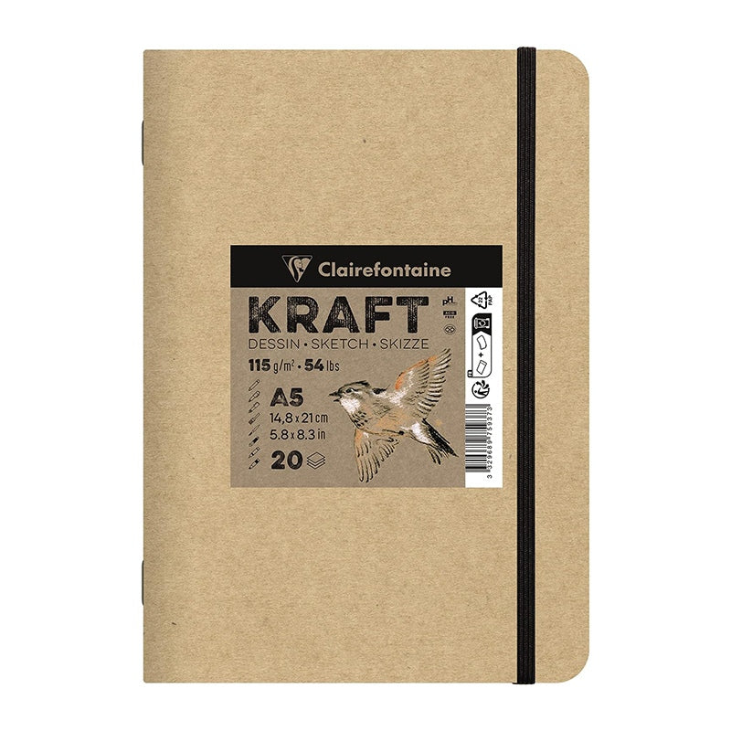 Kraftový blok Clairefontaine 115 g/m² – A5 – A4, 20 listov