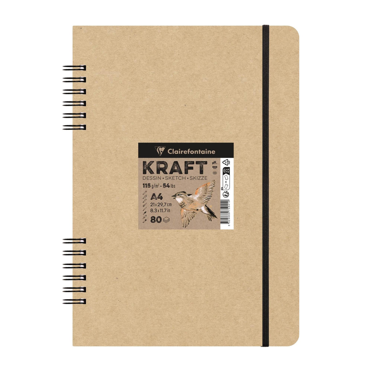 Kraftový skicovací blok Clairefontaine 115 g/m² A5 – A4 - 80 listov