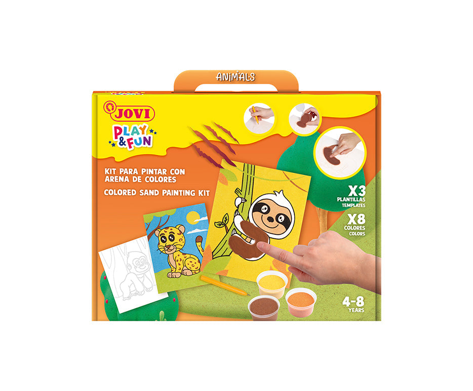 Kreatívna sada na maľovanie pieskom JOVI Play&Fun Zvieratá – 12-dielna