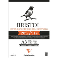 Kresliaci blok Clairefontaine Bristol 205 g/m² – 20 listov, A4 – A3