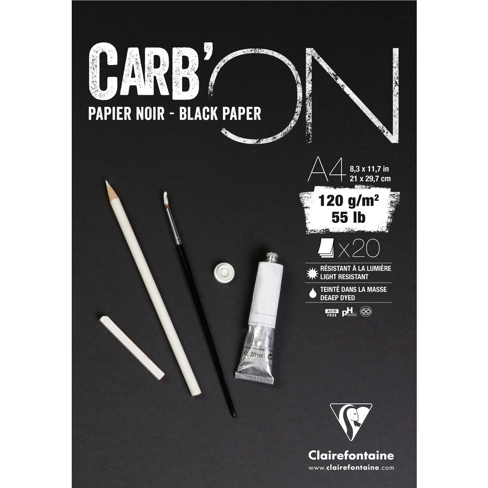 Kresliaci blok s čiernym papierom CLAIREFONTAINE Carb'On 120 g/m² – 20 listov