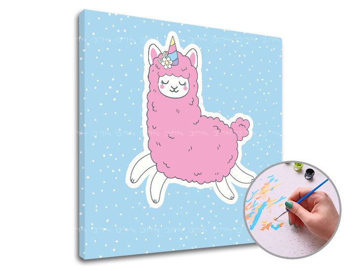 Maľovanie podľa čísel PINK LAMA SINGLE CUT | nízka náročnosť — obrázok 1