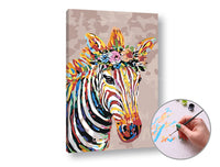 Maľovanie podľa čísel ZEBRA S KVETMI | stredná náročnosť — obrázok 1