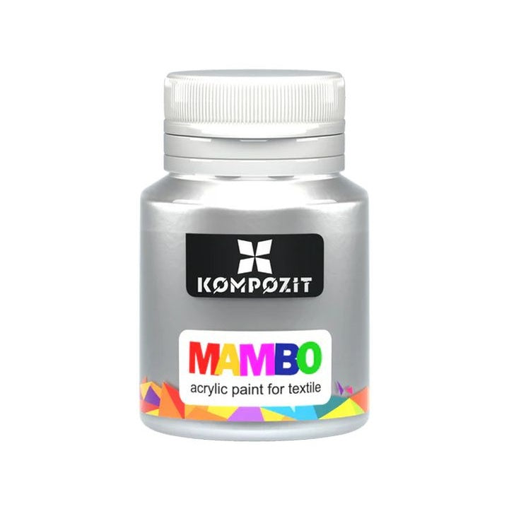 Metalická farba na textil a kožu MAMBO 20 ml – 53 Strieborná