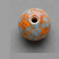 Okrúhle sklenené korálky s mramorovým efektom 8 mm – 15 ks – oranžovo-modrá