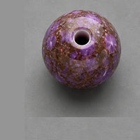 Okrúhle sklenené korálky s mramorovým efektom 8 mm – 15 ks – purpurovo-hnedá