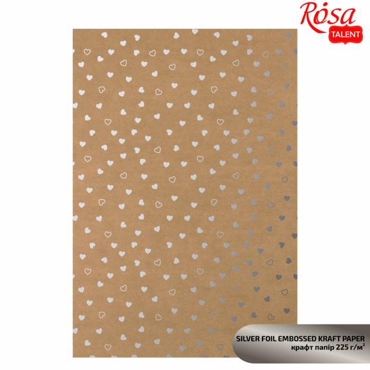Papiere na scrapbooking s metalickými prvkami A4 – strieborné srdiečka