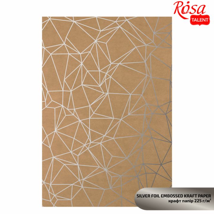 Papiere na scrapbooking s metalickými prvkami A4 – strieborný polygon