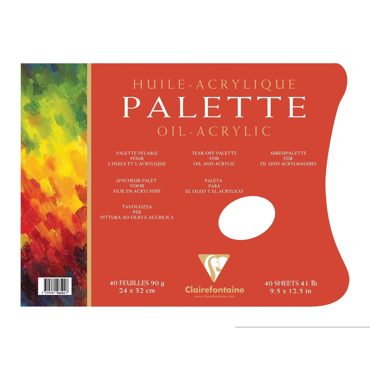 Papierová maliarska paleta Clairefontaine 90 g/m2 - 24 x 32 cm, 40 listov