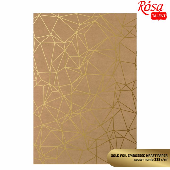 Papiere na scrapbooking s metalickými prvkami A4 – zlatý polygon