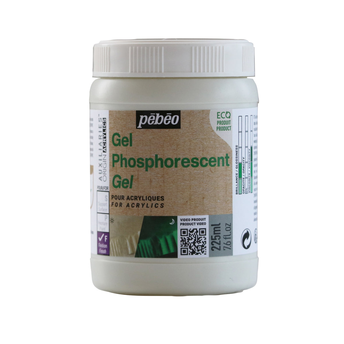Pebeo Origin fosforeskujúci akrylový gél 225 ml – zelený